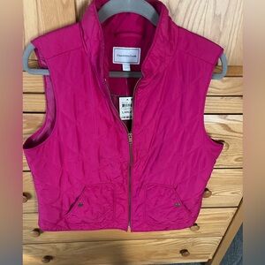 Charter Club Women's Fuchsia Quilted Vest Large